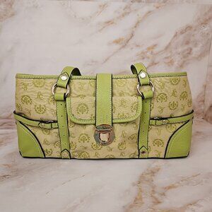 Liz Claiborne Two Handled Purse, Green and Tan